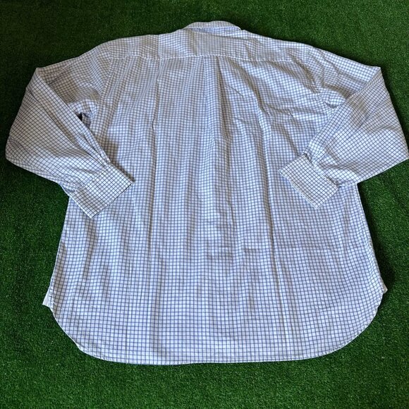 Peter Millar Long Sleeve Button Down Plaid Blue Oxford Easy Care Shirt Size XL - Picture 9 of 12